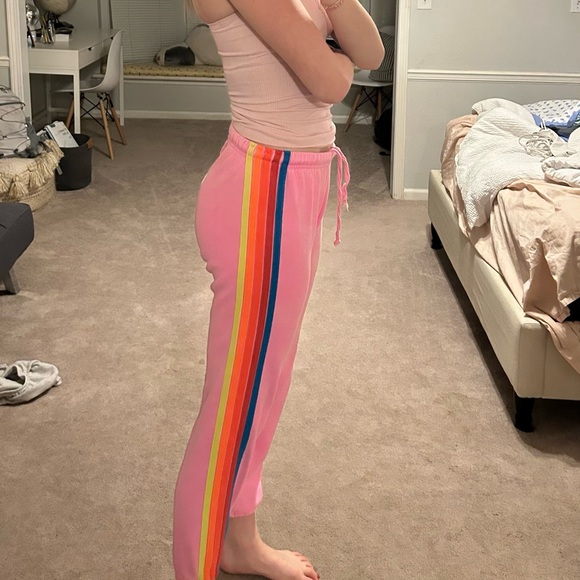 Pink Aviator Nation Neon Stripe Sweatpants - Picture 4 of 4